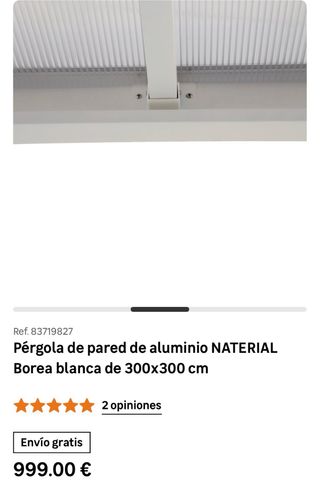 Pergola de pared de aluminio  Borea blanca
