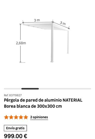 Pergola de pared de aluminio  Borea blanca