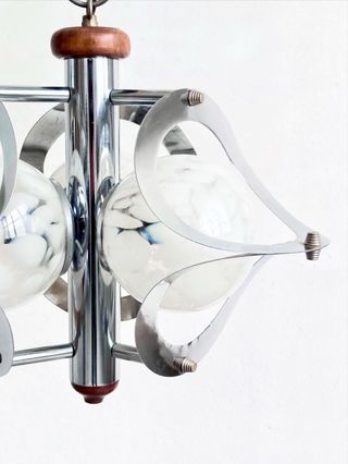 Lampadario Space Age vintage in acciaio anni ‘70