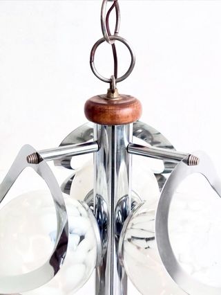 Lampadario Space Age vintage in acciaio anni ‘70