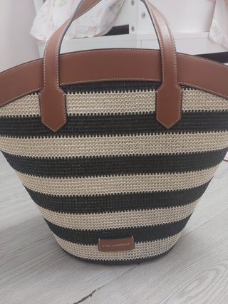 Bolso Karl Lagerfeld Rayas Beige y Negro