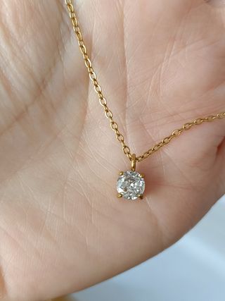 Gargantilla Acero dorado con Circonita 