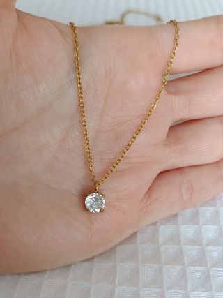 Gargantilla Acero dorado con Circonita 