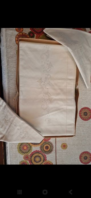 Lenzuola Parure lino anni '50 ricamato