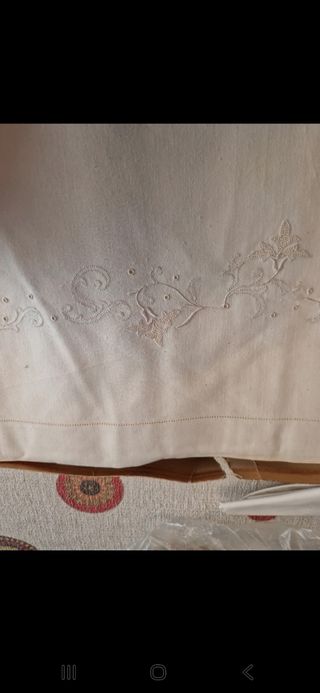 Lenzuola Parure lino anni '50 ricamato