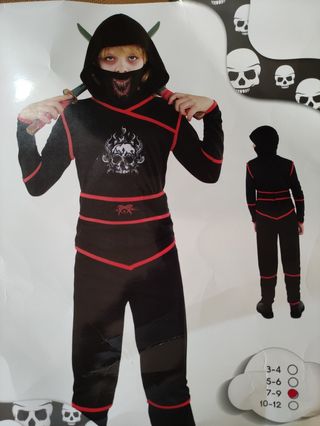 Disfraz Ninja Infantil Negro y Rojo