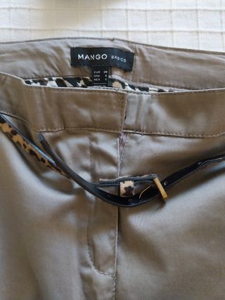 Falda Mango Gris con Cinturón Animal Print