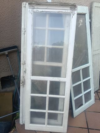 Ventanas valconeras de madera con cristales 157x55