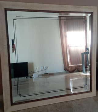 Espejo Decorativo Beige y Marrón