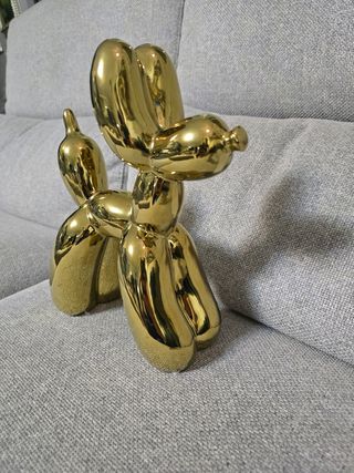 Decorazione cane palloncino oro ceramica
