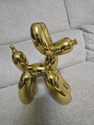 Decorazione cane palloncino oro ceramica