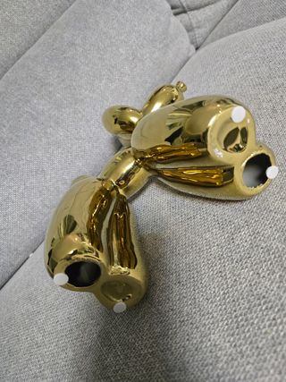 Decorazione cane palloncino oro ceramica