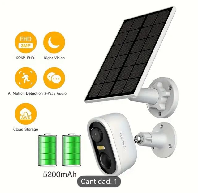 Cámara de Seguridad Solar Laxihub 1296P FHD