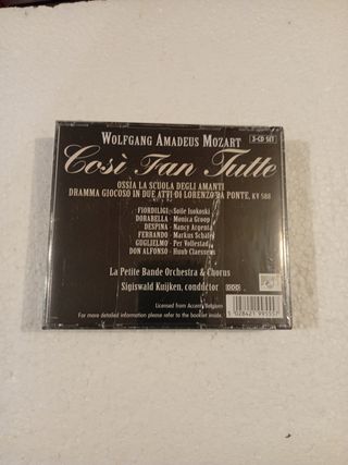 3 CD Mozart Così Fan Tutte Kuijken. Precintado.