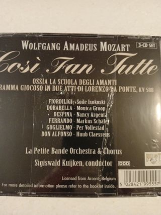 3 CD Mozart Così Fan Tutte Kuijken. Precintado.