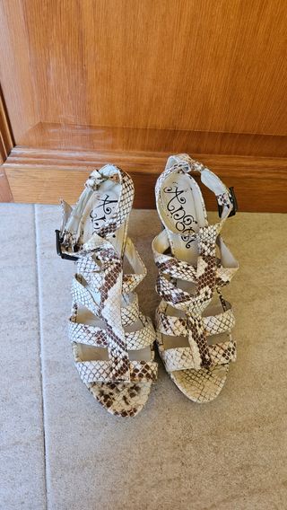 Sandalias Angel Beige Piel Serpiente