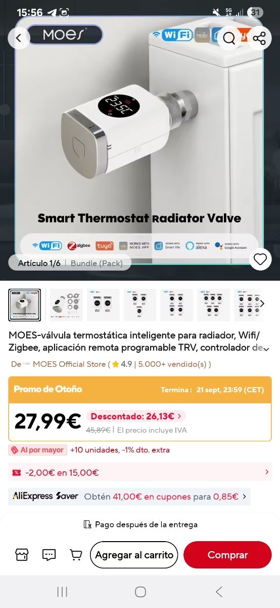 Valvola termostatica intelligente per radiatori