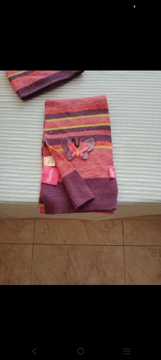 Gorro y bufanda Barbie a rayas