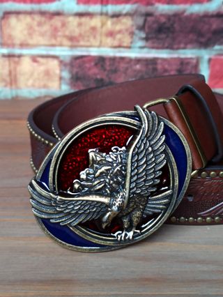 Cintura country rodeo marrone e oro