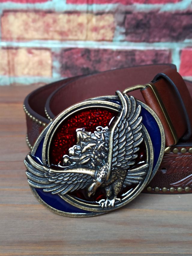 Cintura country rodeo marrone e oro