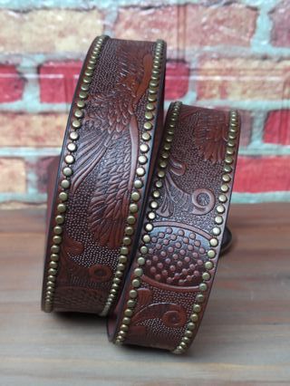 Cintura country rodeo marrone e oro