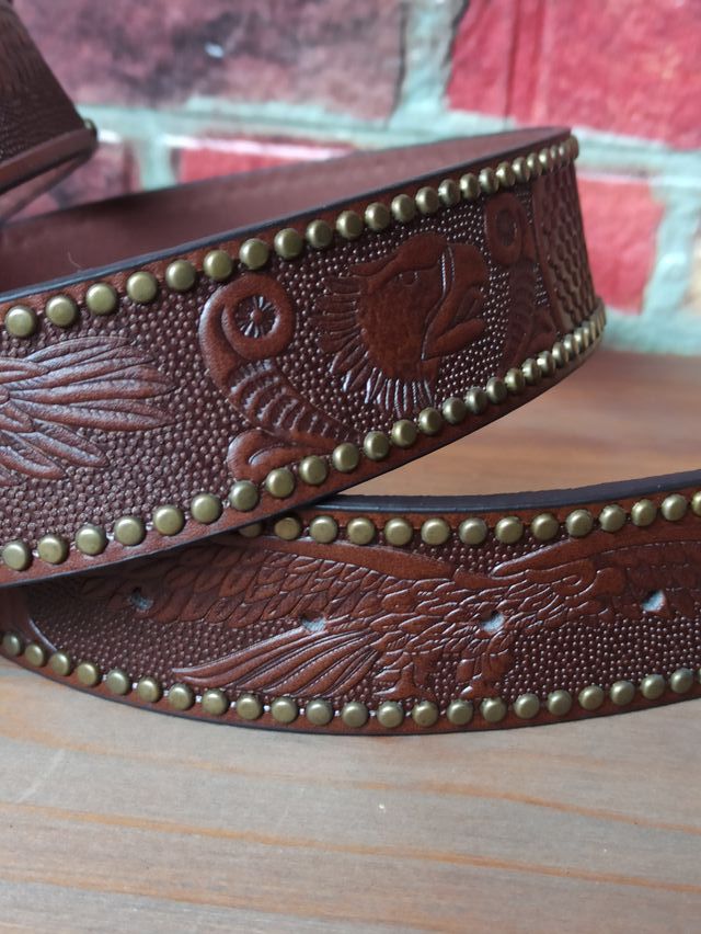 Cintura country rodeo marrone e oro