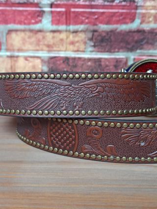 Cintura country rodeo marrone e oro