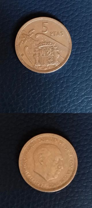 Moneda 5 Ptas 1957 Franco