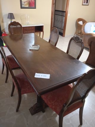 Mesa comedor vintage con 6 sillas
