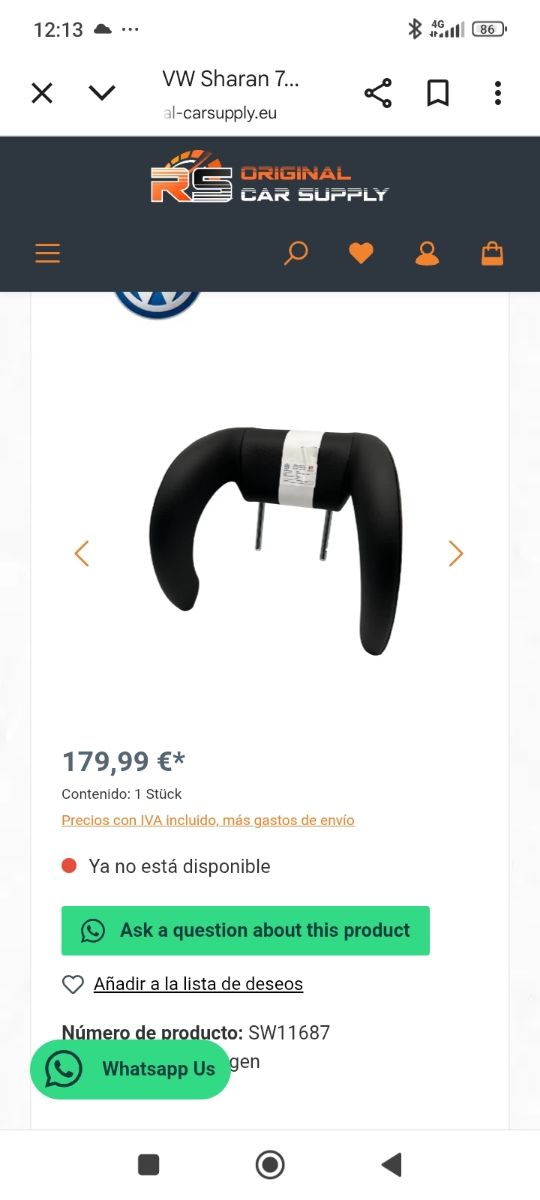 OFERTA ....Reposacabezas Seguridad  VW SEAT