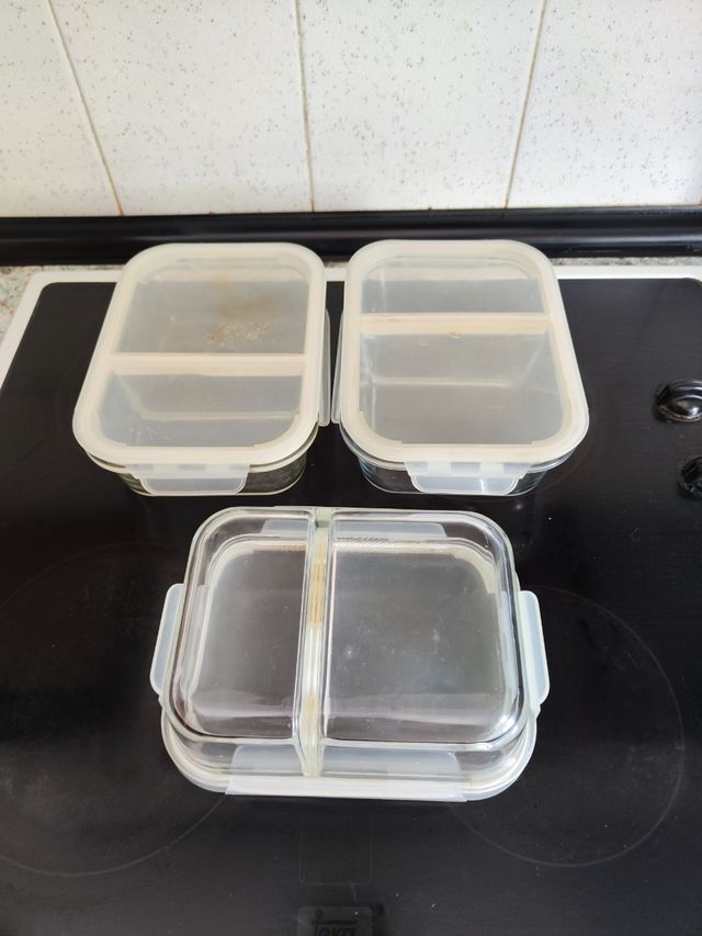 Recipientes de vidro com 2 compartimentos