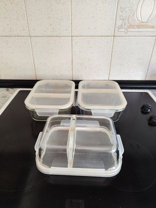 Contenedores de vidrio con 2 compartimentos