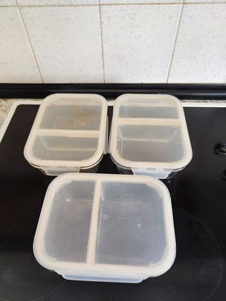 Contenedores de vidrio con 2 compartimentos