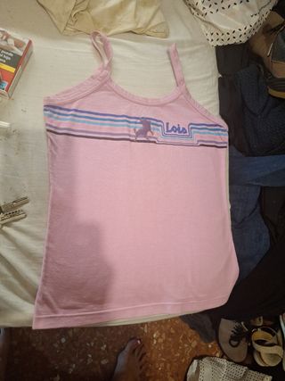 Camiseta Lois niña rosa con rayas