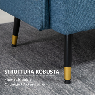 Divano 2 Posti in Tessuto Effetto Lino con Braccio