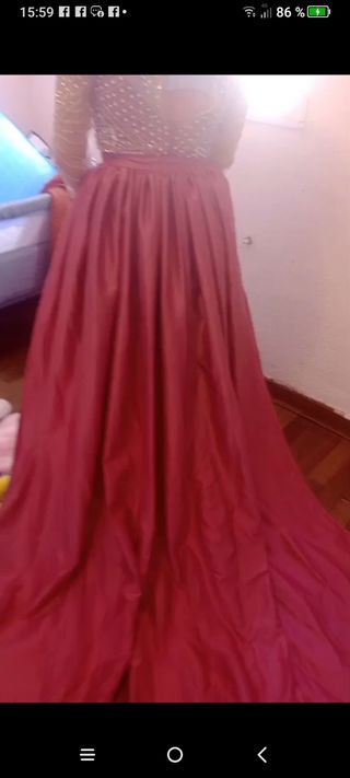 Vestido de fiesta gitana rosa y plateado