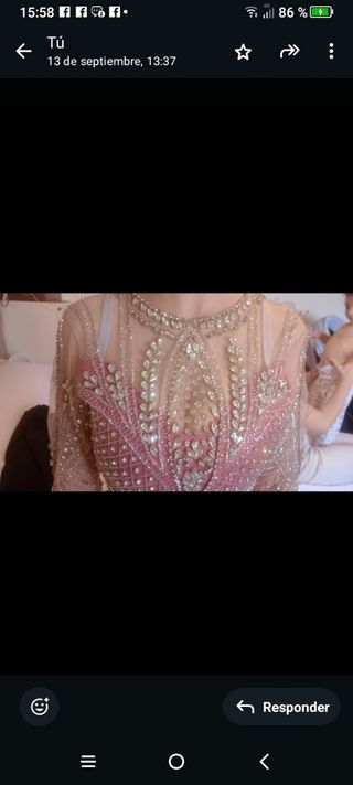 Vestido de fiesta gitana rosa y plateado
