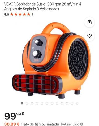 Soplador suelo VEVOR 1380rpm Ventilador 