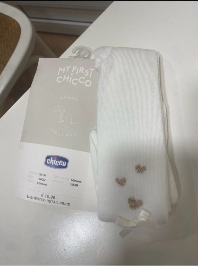 Leotardos Chicco blancos para bebé