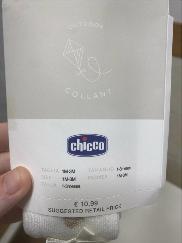 Leotardos Chicco blancos para bebé