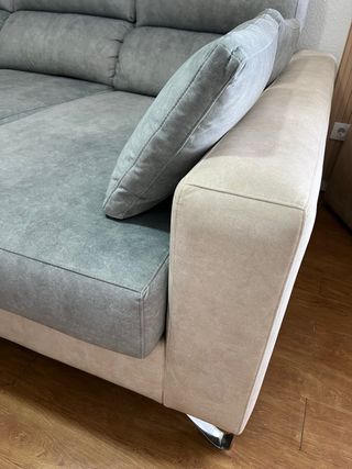 Sofá Chaiselongue 4 Plazas Gris y Beige