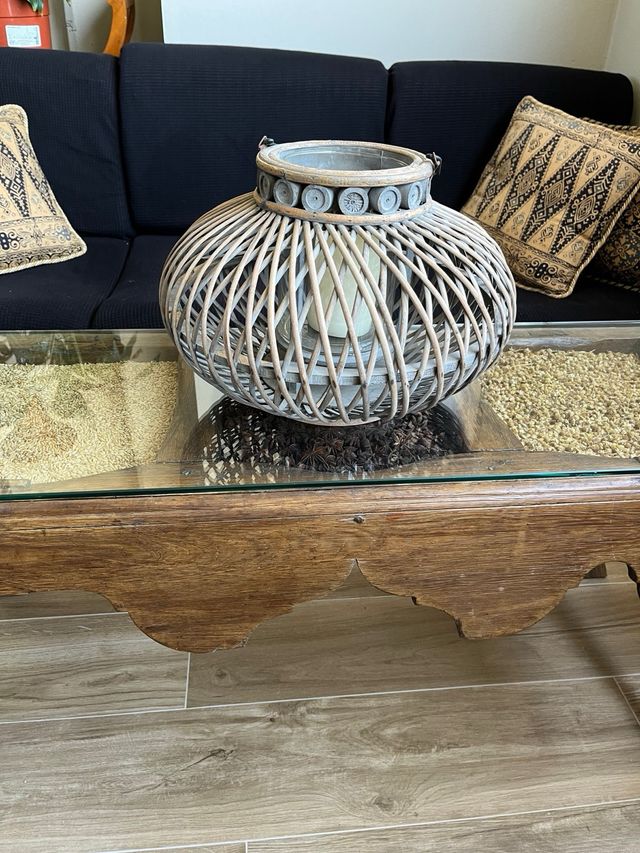 Candelabro de Mimbre y Metal
