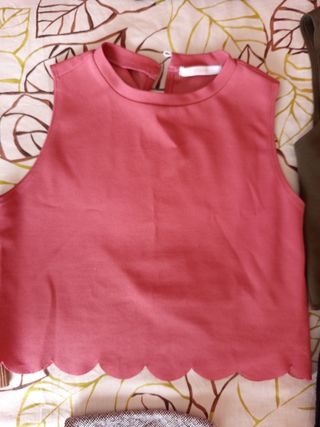 Top verde, rosa, café.