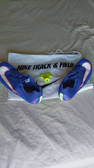 Zapatillas Clavos Nike Azules y Blancas
