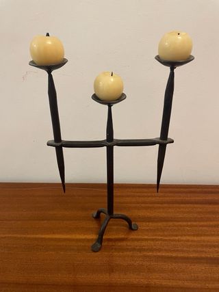 Candelabro Vintage Metal Negro 3 Velas