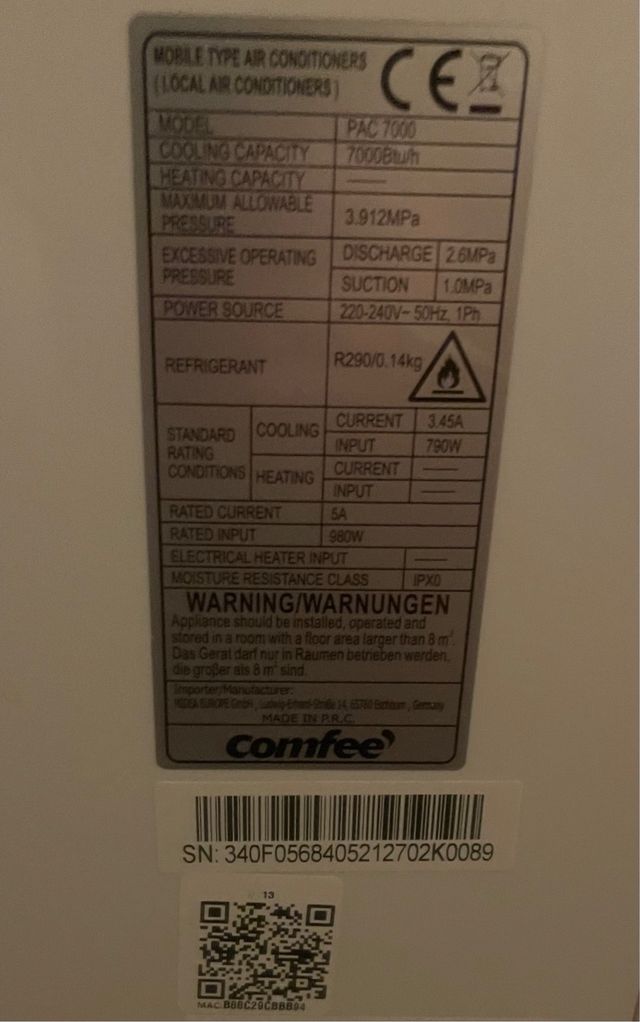 Aire Acondicionado Portátil Comfee Blanco