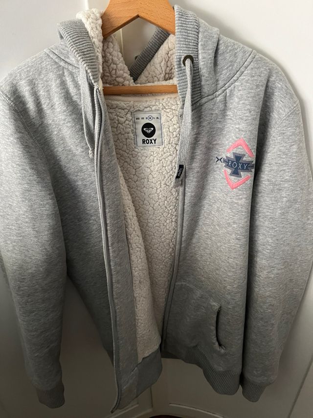 Roxy Sudadera Gris con Forro Polar