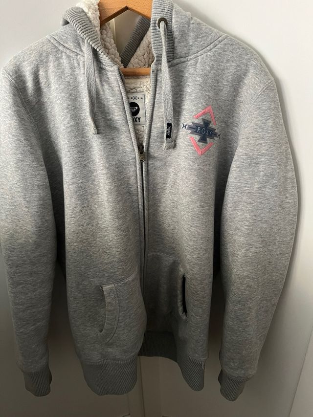 Roxy Sudadera Gris con Forro Polar