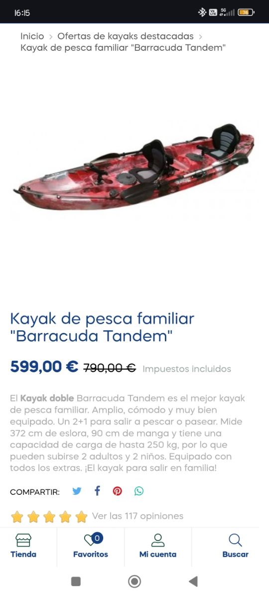 Kayak tándem Barracuda De  marca TodoKayak