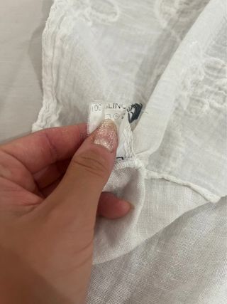 Top lino blanco bordado talla L